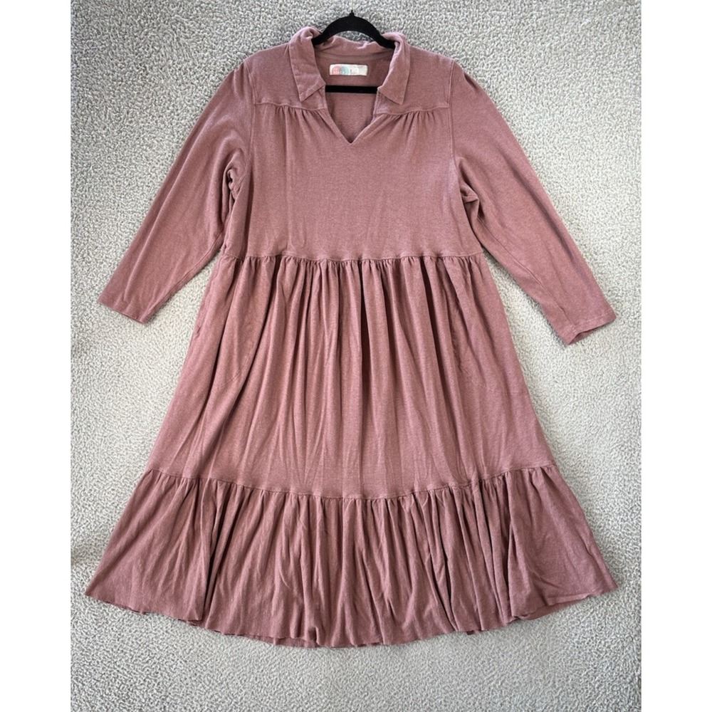 Free People Beach Moonlight Midi Dress Women Medium Cotton Hemp Blend Dusty Pink